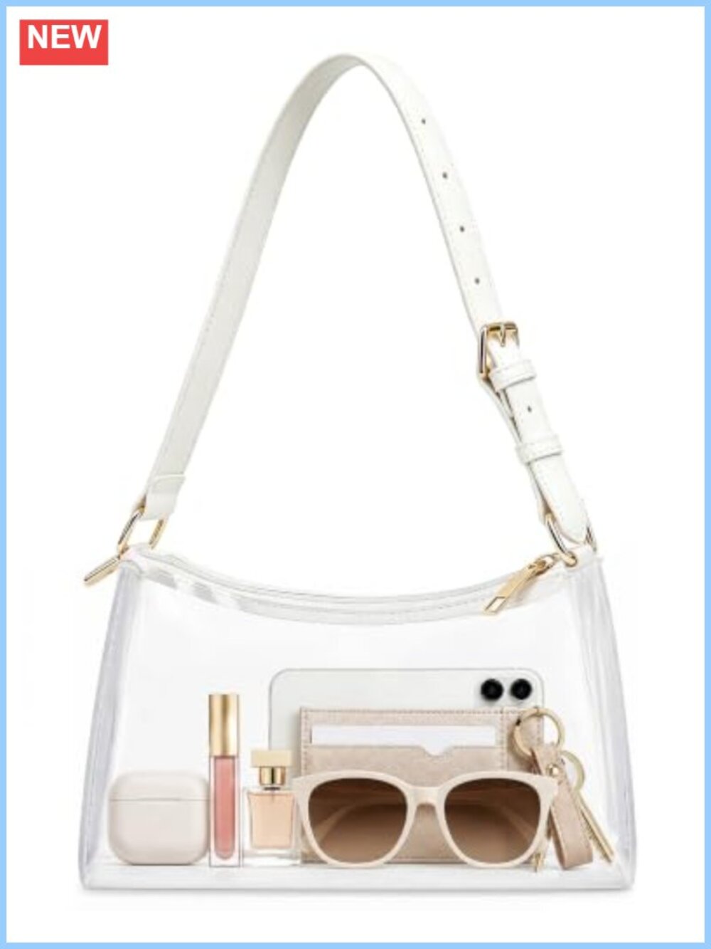 Clear Purse Stadium Approved PVC Hobo Shoulder Bag Adjustable Strap